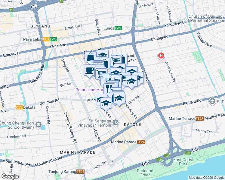 map of restaurants, bars, coffee shops, grocery stores, and more near in Singapore