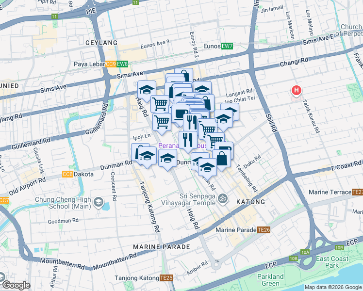 map of restaurants, bars, coffee shops, grocery stores, and more near in Singapore
