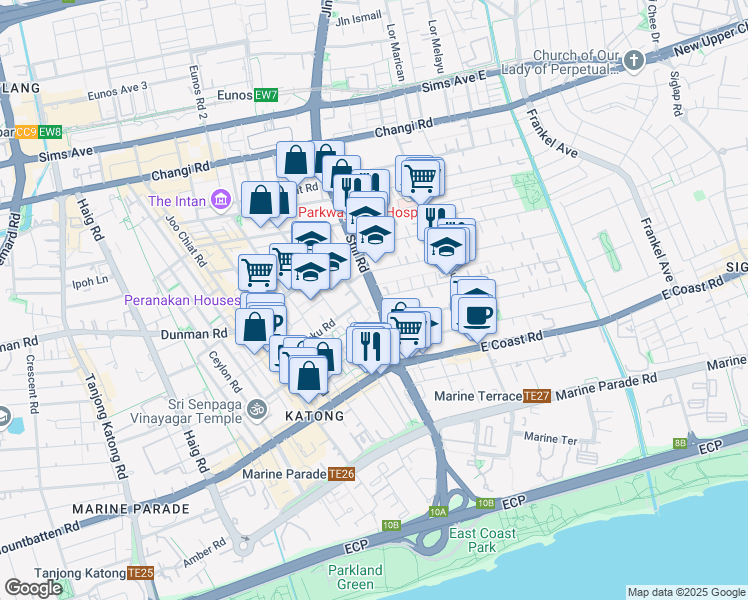 map of restaurants, bars, coffee shops, grocery stores, and more near in Singapore