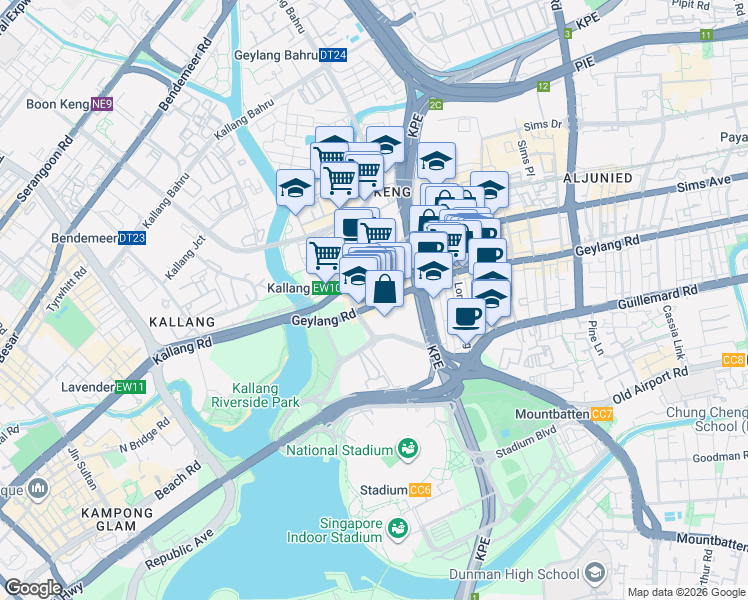 map of restaurants, bars, coffee shops, grocery stores, and more near in Singapore
