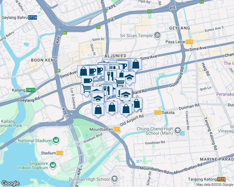 map of restaurants, bars, coffee shops, grocery stores, and more near in Singapore