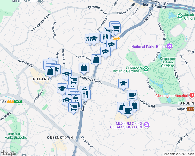 map of restaurants, bars, coffee shops, grocery stores, and more near in Singapore
