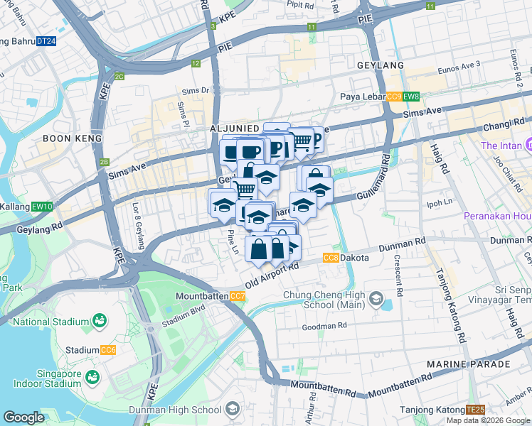 map of restaurants, bars, coffee shops, grocery stores, and more near in Singapore