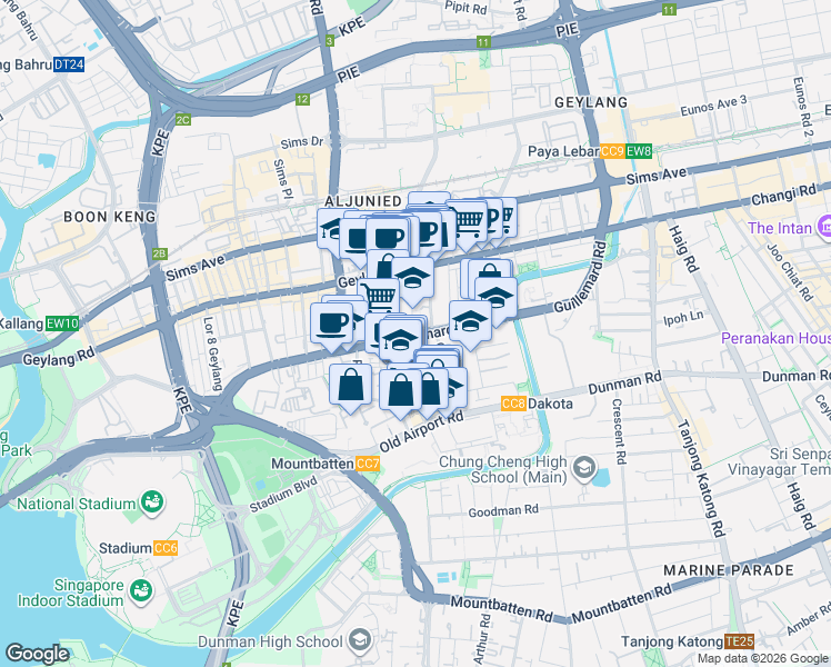 map of restaurants, bars, coffee shops, grocery stores, and more near in Singapore