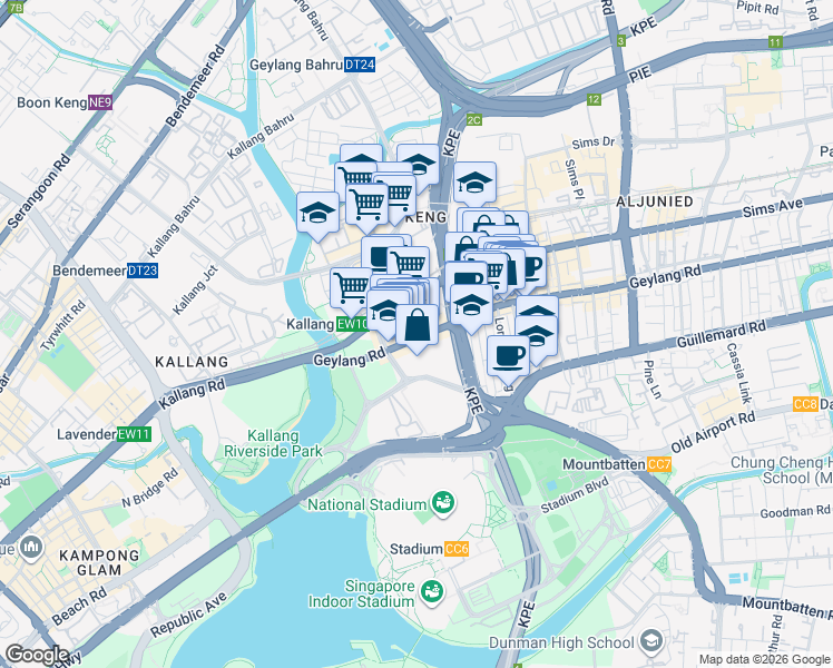 map of restaurants, bars, coffee shops, grocery stores, and more near in Singapore