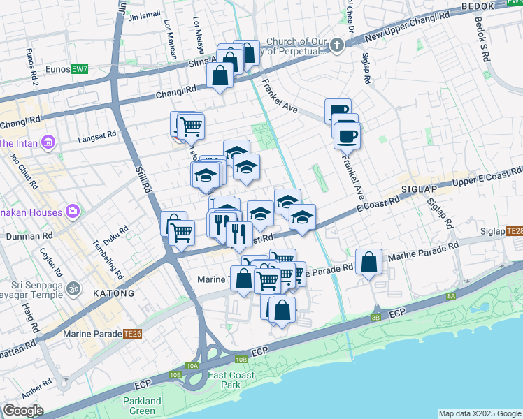 map of restaurants, bars, coffee shops, grocery stores, and more near in Singapore
