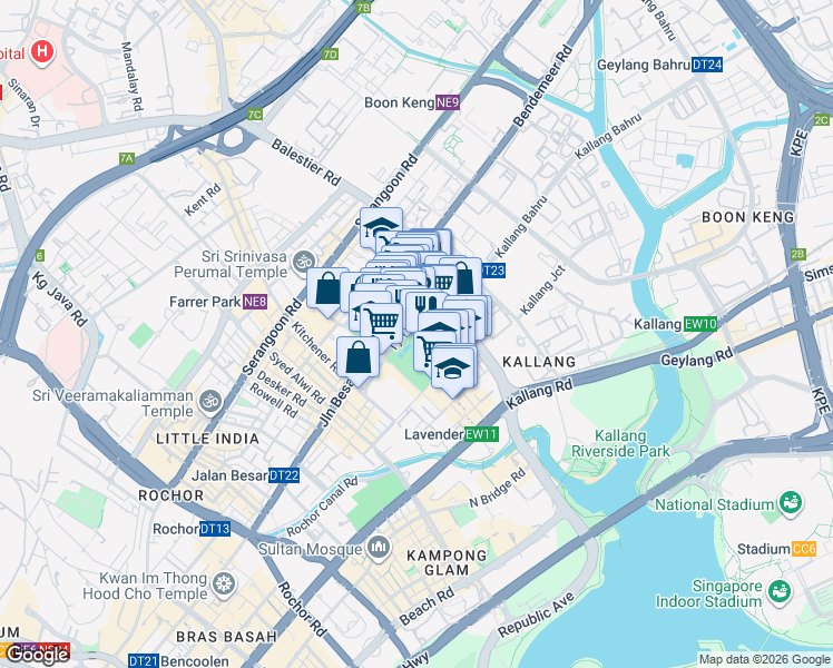 map of restaurants, bars, coffee shops, grocery stores, and more near in Singapore