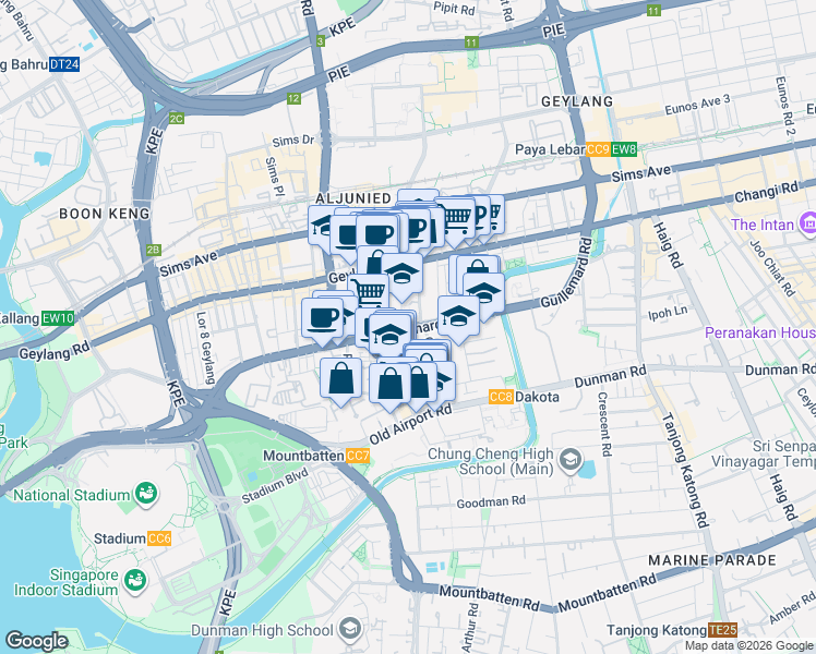 map of restaurants, bars, coffee shops, grocery stores, and more near in Singapore