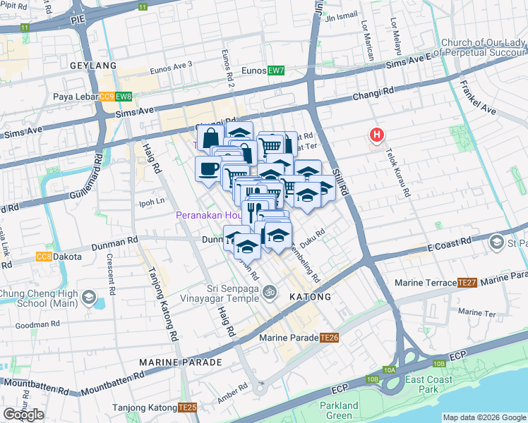 map of restaurants, bars, coffee shops, grocery stores, and more near in Singapore