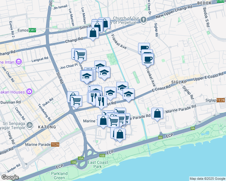 map of restaurants, bars, coffee shops, grocery stores, and more near in Singapore