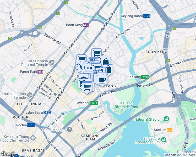 map of restaurants, bars, coffee shops, grocery stores, and more near in Singapore