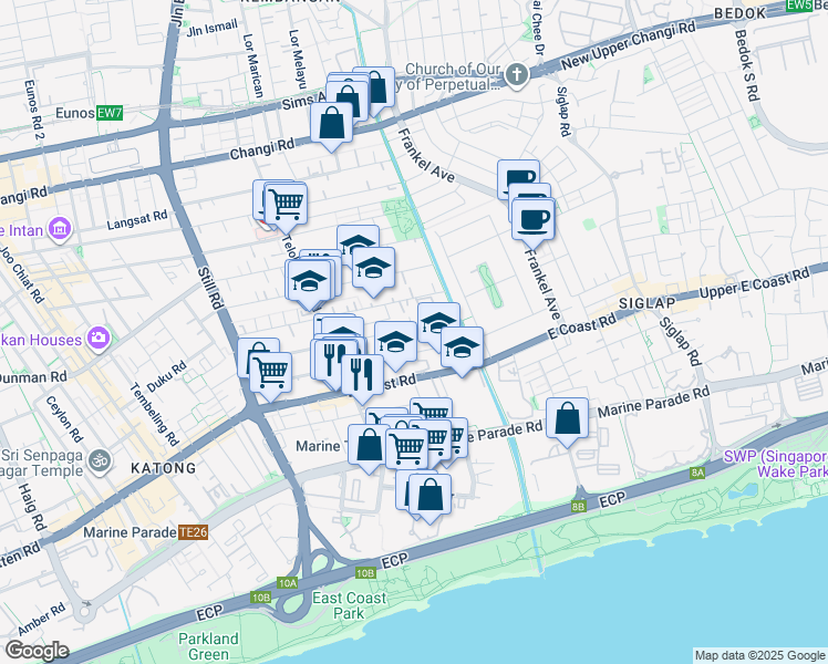 map of restaurants, bars, coffee shops, grocery stores, and more near in Singapore