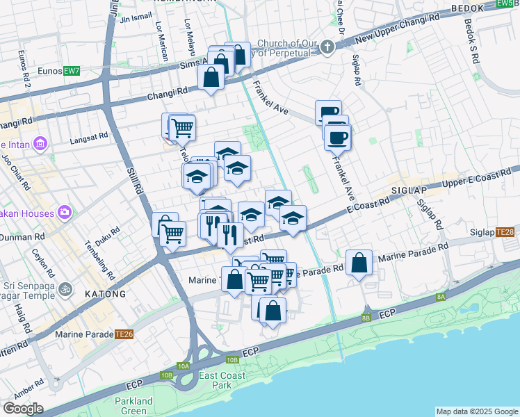 map of restaurants, bars, coffee shops, grocery stores, and more near in Singapore
