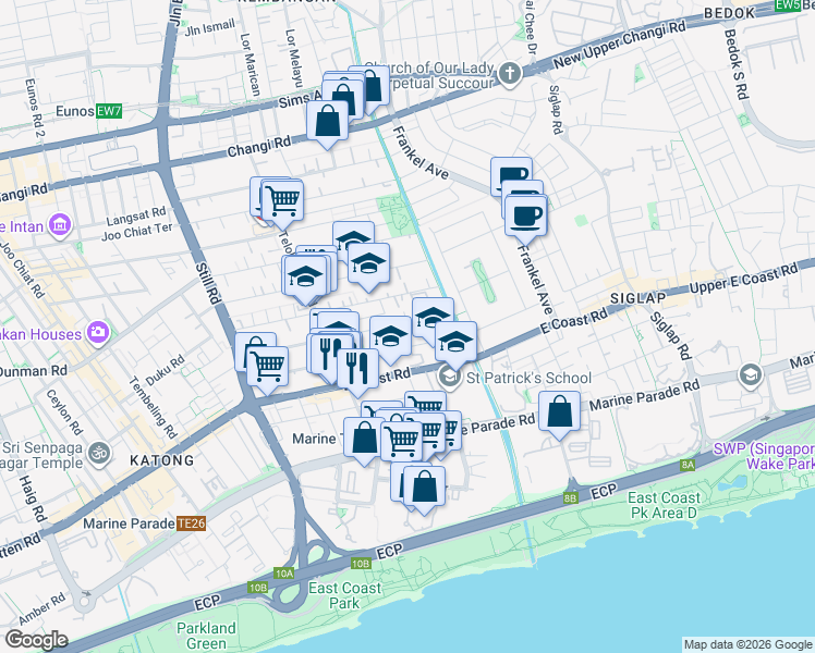 map of restaurants, bars, coffee shops, grocery stores, and more near in Singapore