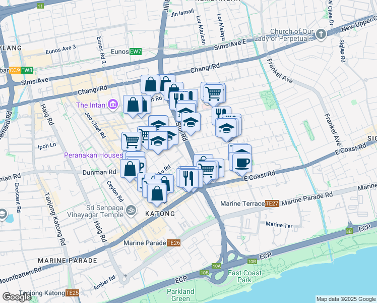 map of restaurants, bars, coffee shops, grocery stores, and more near in Singapore