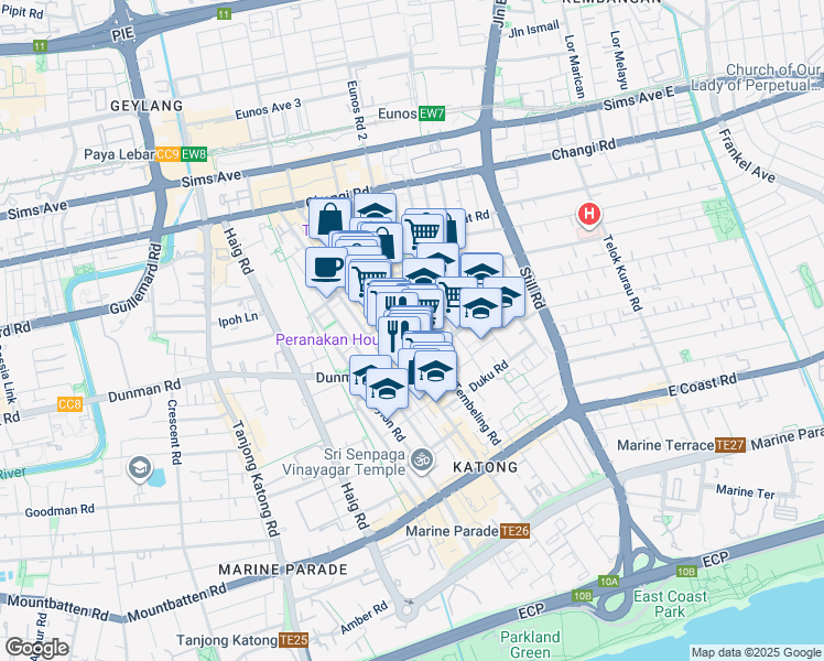 map of restaurants, bars, coffee shops, grocery stores, and more near in Singapore