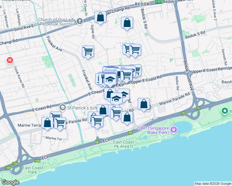 map of restaurants, bars, coffee shops, grocery stores, and more near in Singapore