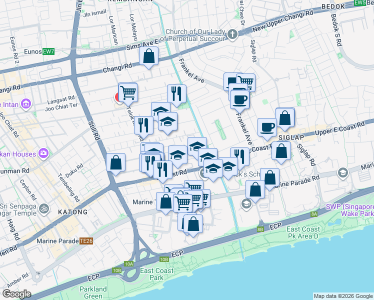 map of restaurants, bars, coffee shops, grocery stores, and more near in Singapore