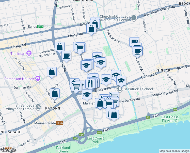 map of restaurants, bars, coffee shops, grocery stores, and more near in Singapore