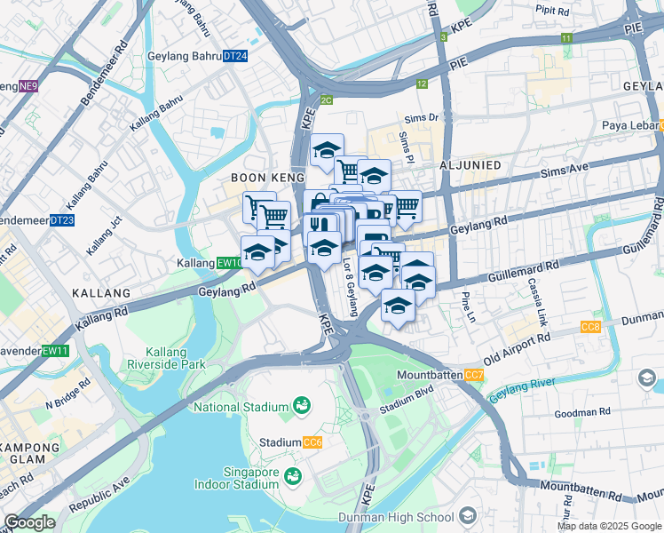 map of restaurants, bars, coffee shops, grocery stores, and more near in Singapore
