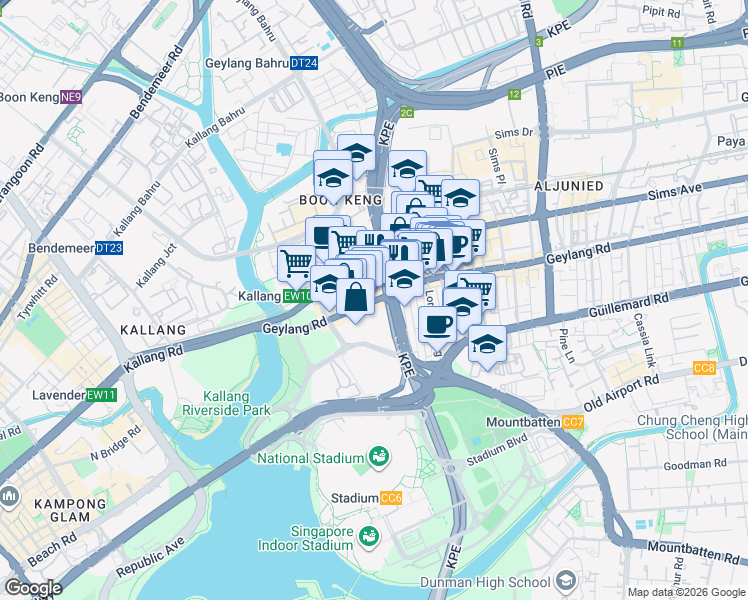 map of restaurants, bars, coffee shops, grocery stores, and more near in Singapore