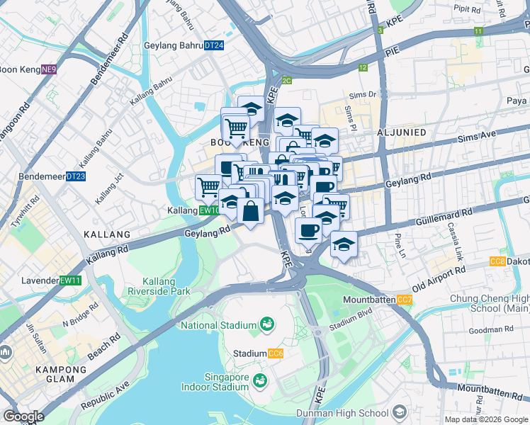 map of restaurants, bars, coffee shops, grocery stores, and more near in Singapore