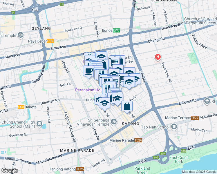 map of restaurants, bars, coffee shops, grocery stores, and more near in Singapore