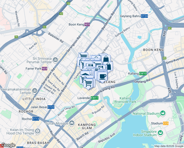 map of restaurants, bars, coffee shops, grocery stores, and more near in Singapore