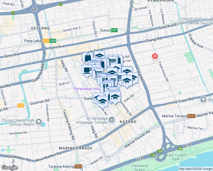 map of restaurants, bars, coffee shops, grocery stores, and more near in Singapore
