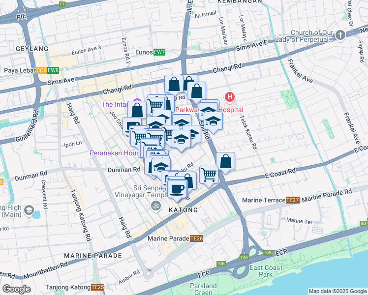 map of restaurants, bars, coffee shops, grocery stores, and more near in Singapore