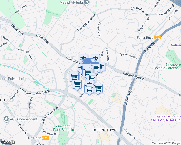 map of restaurants, bars, coffee shops, grocery stores, and more near in Singapore