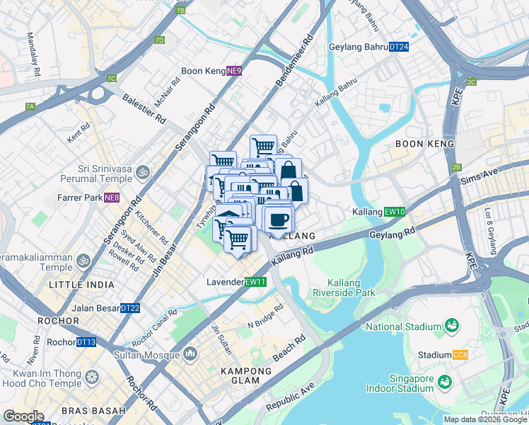 map of restaurants, bars, coffee shops, grocery stores, and more near in Singapore