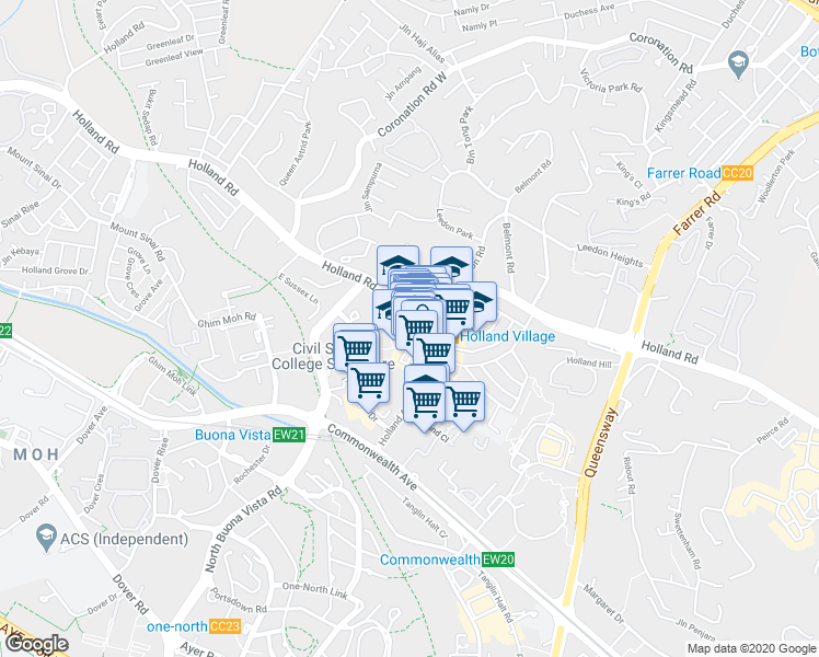 map of restaurants, bars, coffee shops, grocery stores, and more near in Singapore
