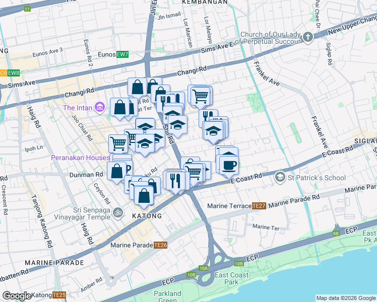 map of restaurants, bars, coffee shops, grocery stores, and more near in Singapore