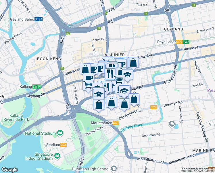 map of restaurants, bars, coffee shops, grocery stores, and more near in Singapore