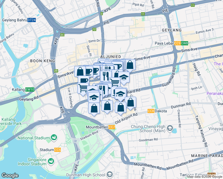 map of restaurants, bars, coffee shops, grocery stores, and more near in Singapore