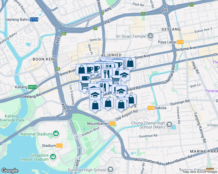 map of restaurants, bars, coffee shops, grocery stores, and more near in Singapore
