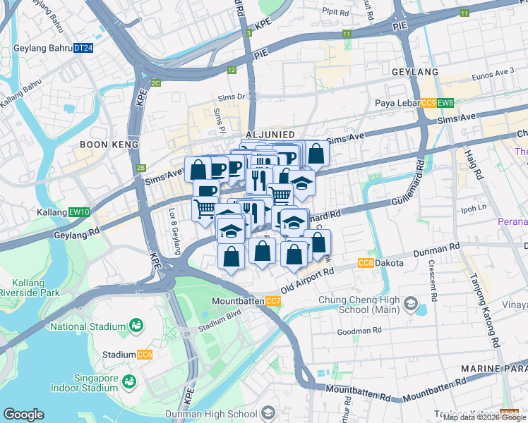 map of restaurants, bars, coffee shops, grocery stores, and more near in Singapore