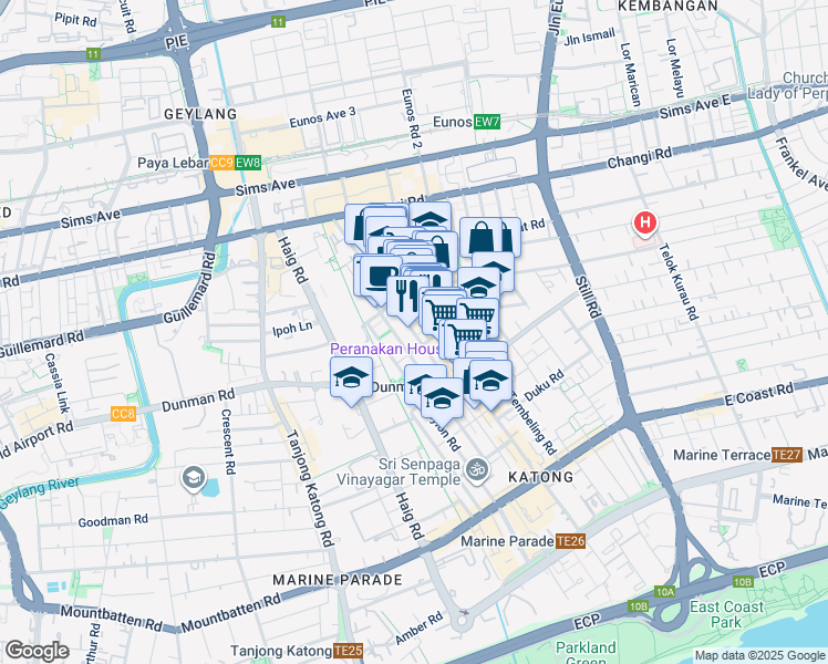 map of restaurants, bars, coffee shops, grocery stores, and more near in Singapore