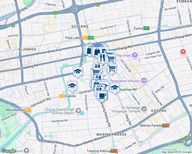map of restaurants, bars, coffee shops, grocery stores, and more near in Singapore