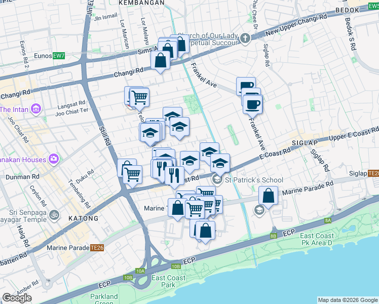 map of restaurants, bars, coffee shops, grocery stores, and more near in Singapore