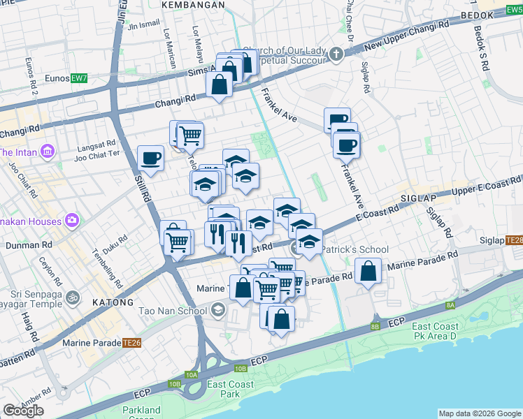 map of restaurants, bars, coffee shops, grocery stores, and more near in Singapore