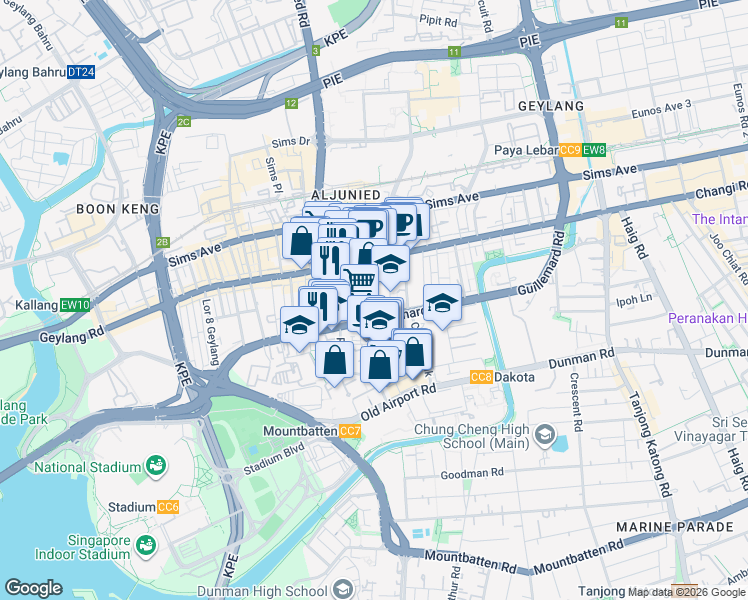 map of restaurants, bars, coffee shops, grocery stores, and more near in Singapore