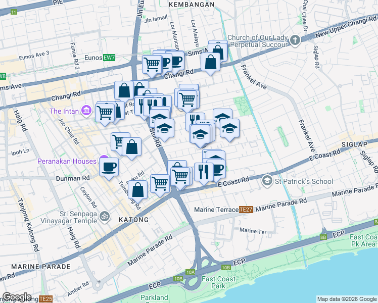 map of restaurants, bars, coffee shops, grocery stores, and more near in Singapore