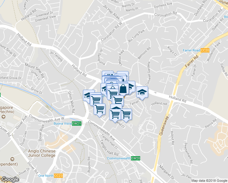 map of restaurants, bars, coffee shops, grocery stores, and more near in Singapore