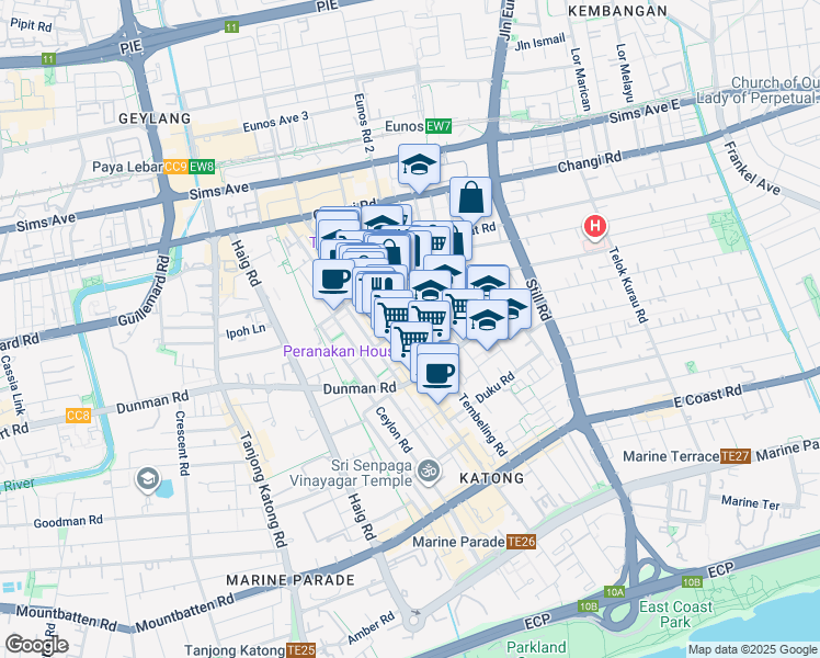 map of restaurants, bars, coffee shops, grocery stores, and more near in Singapore