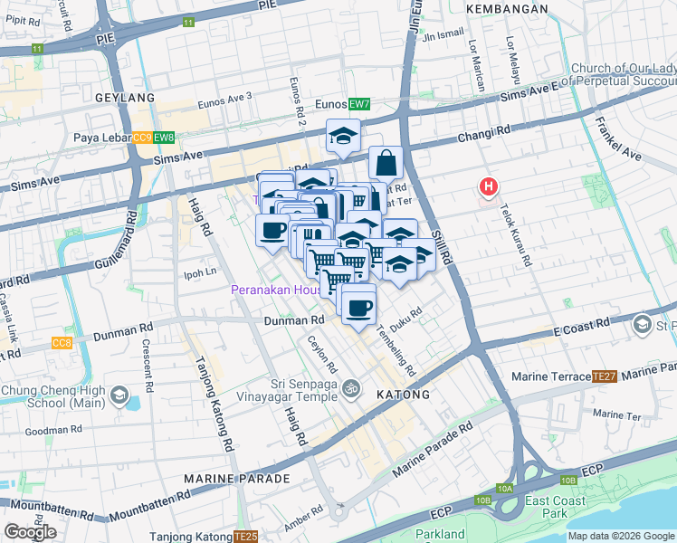 map of restaurants, bars, coffee shops, grocery stores, and more near in Singapore