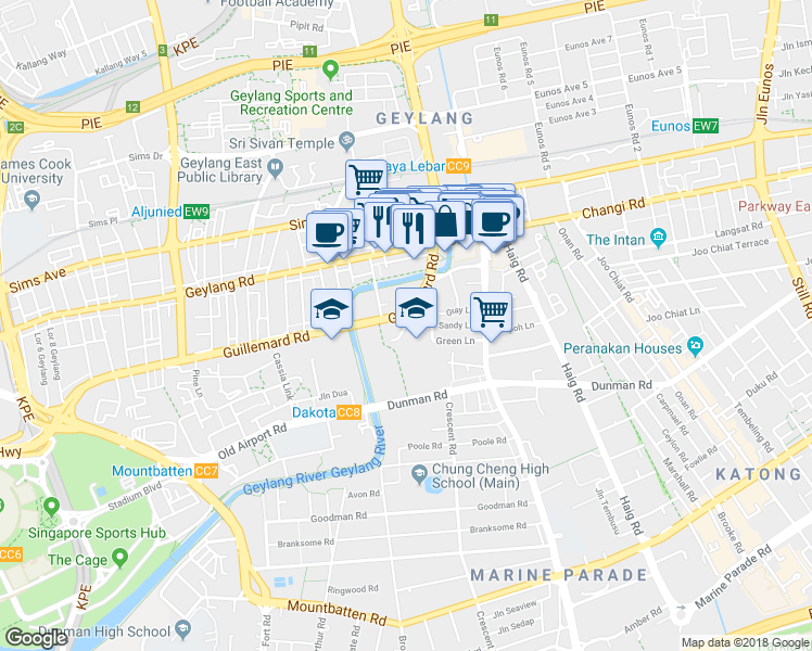map of restaurants, bars, coffee shops, grocery stores, and more near in Singapore