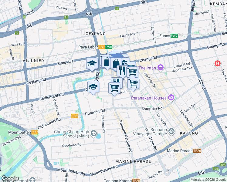 map of restaurants, bars, coffee shops, grocery stores, and more near in Singapore