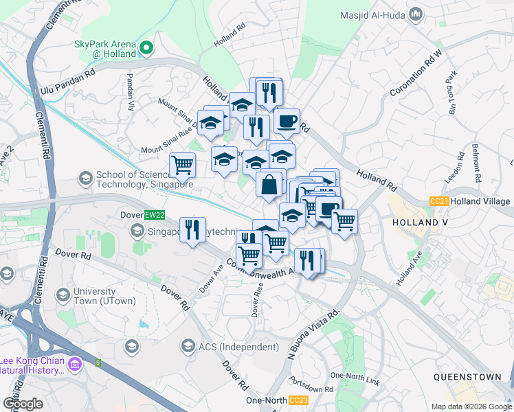 map of restaurants, bars, coffee shops, grocery stores, and more near in Singapore